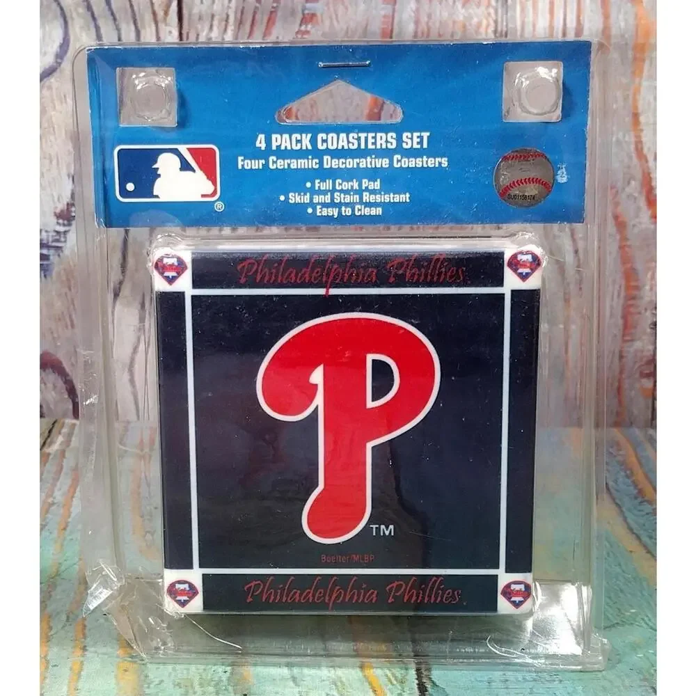 4 Pack Coasters Set - MLB Phillies - 2012 -‎ NEW - Taped Package
